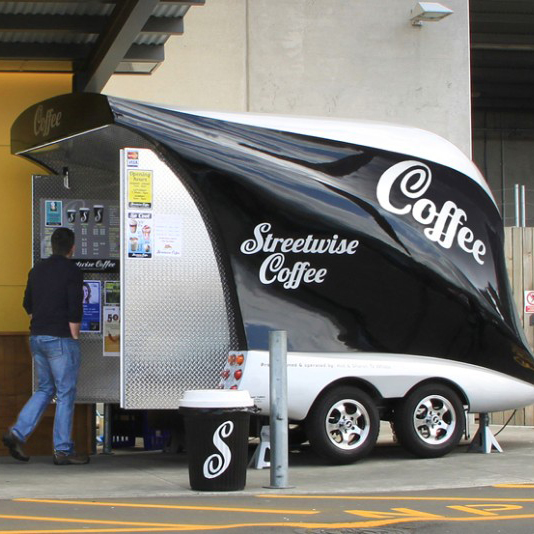 Streetwise Coffee Cart outside a supermarket